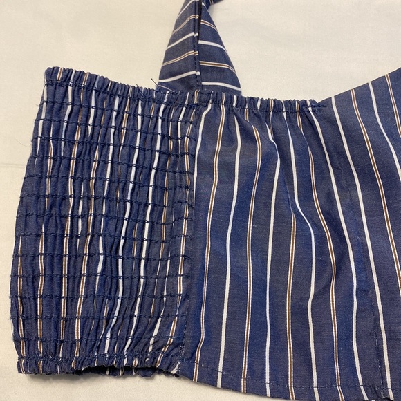 Striped Crop Top with Bow Tie Front - Picture 6 of 9